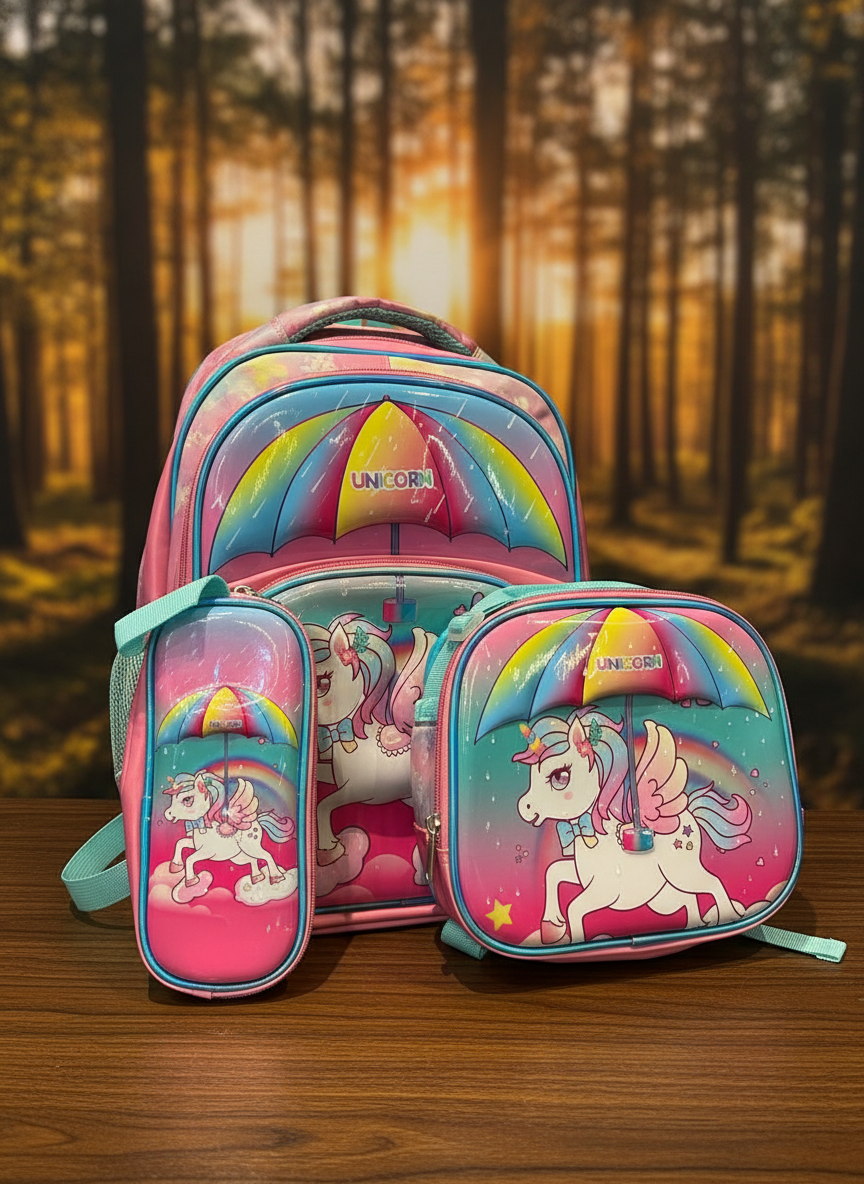 Unicorn School Backpack 3-in-1 Set with Lunch & Pencil Case